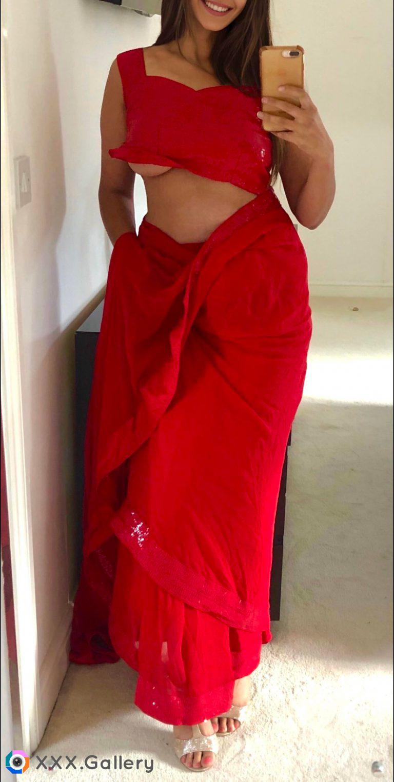 Do you like how this red sari looks on my