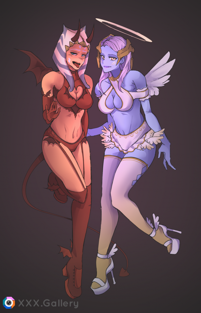 Devil ahsoka and angel riyo (alliumiao) [star wars] commissioned by darkrobbe1