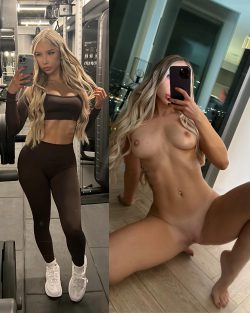 Me in the gym vs. Me at home naked 😝
