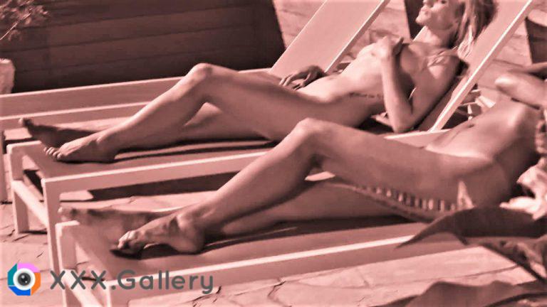 Katee Sackhoff and Tricia Helfer nude sunbathing