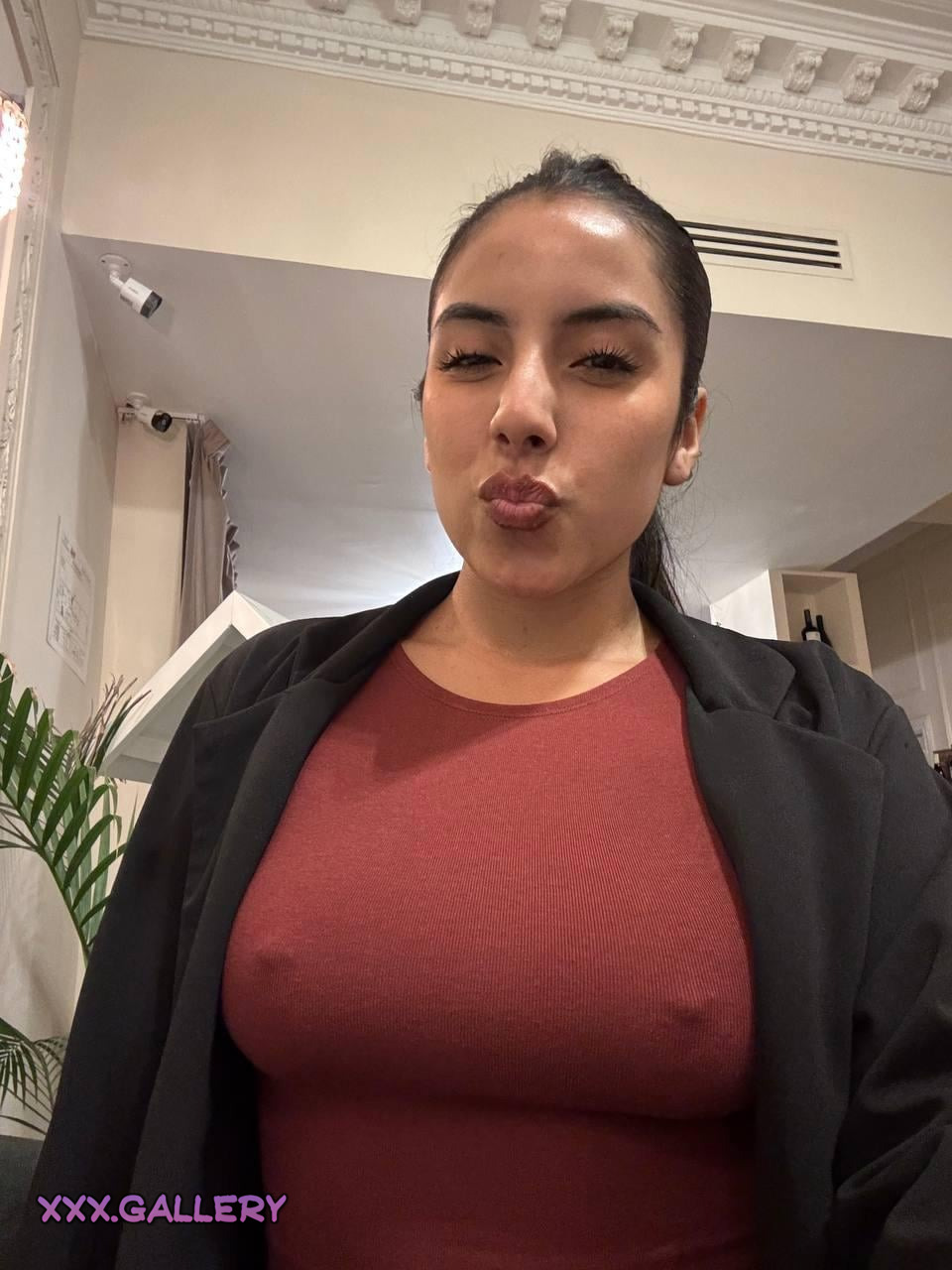 Feeling the Chill: Nipples Peek Through Layers ❷