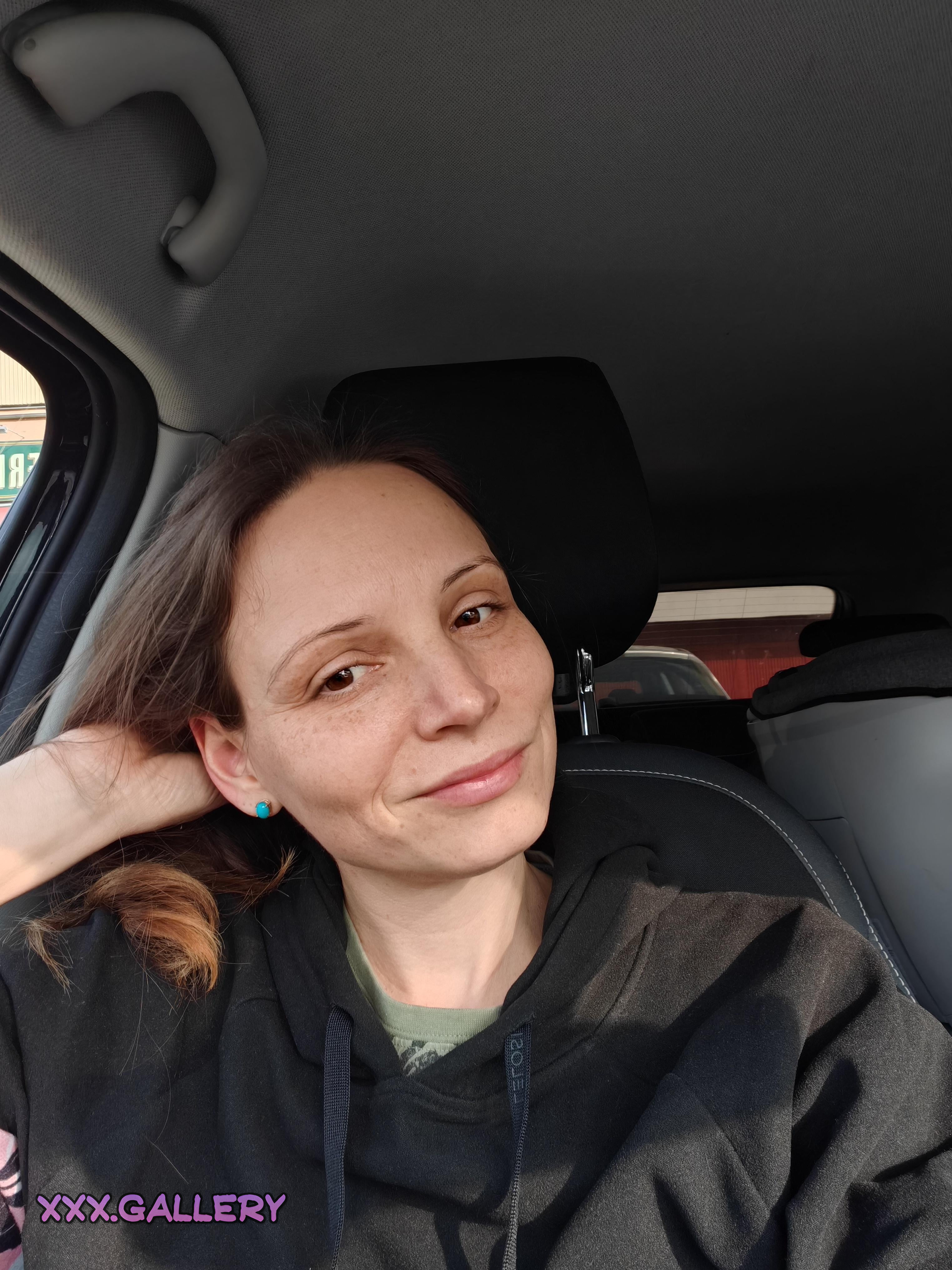 Sexy Brunette Taking a Steamy Selfie in the Car 🚗📱