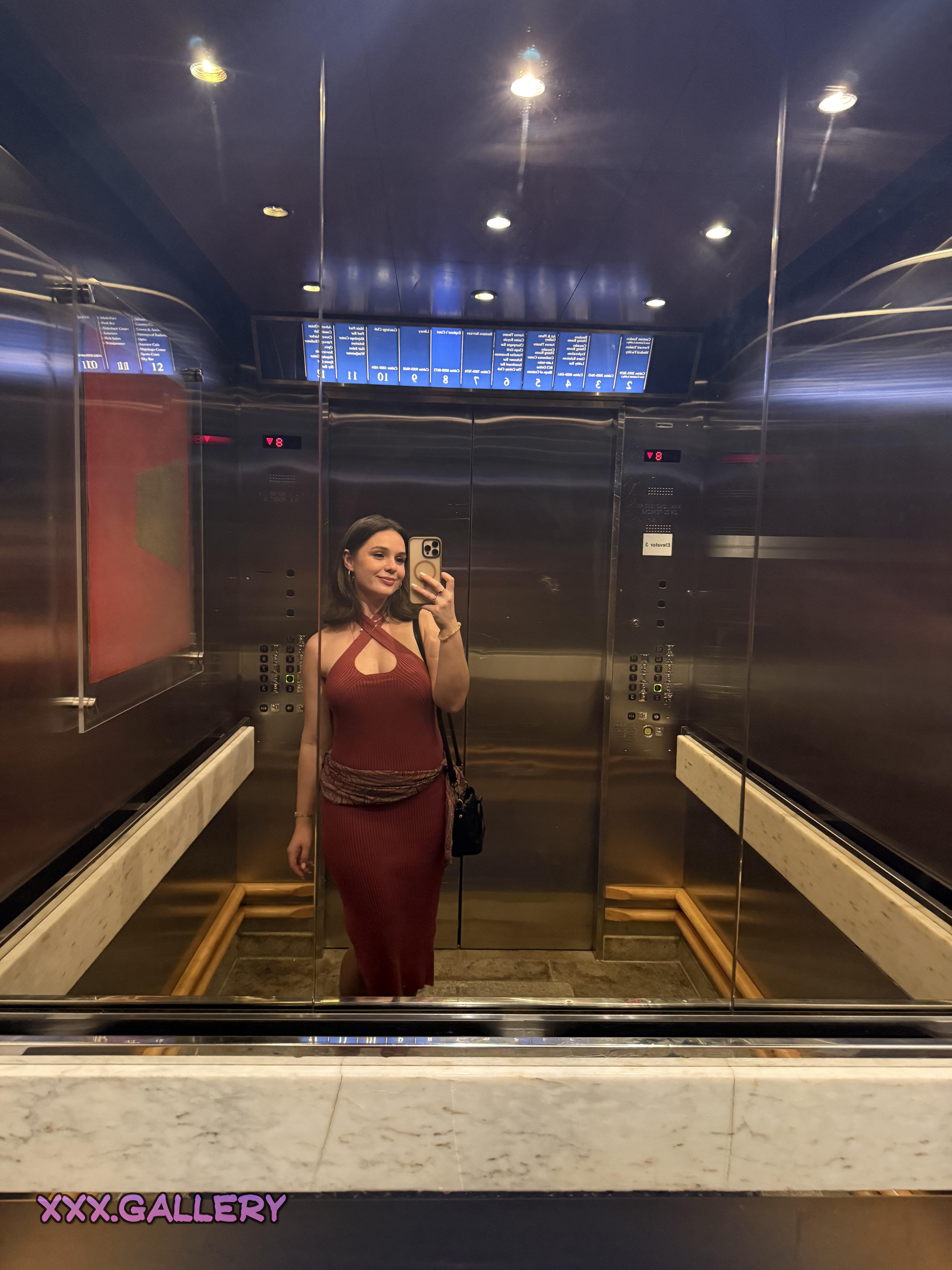 Brunette Babe Struggles to Keep Cool as Elevator Heats Up 🔥