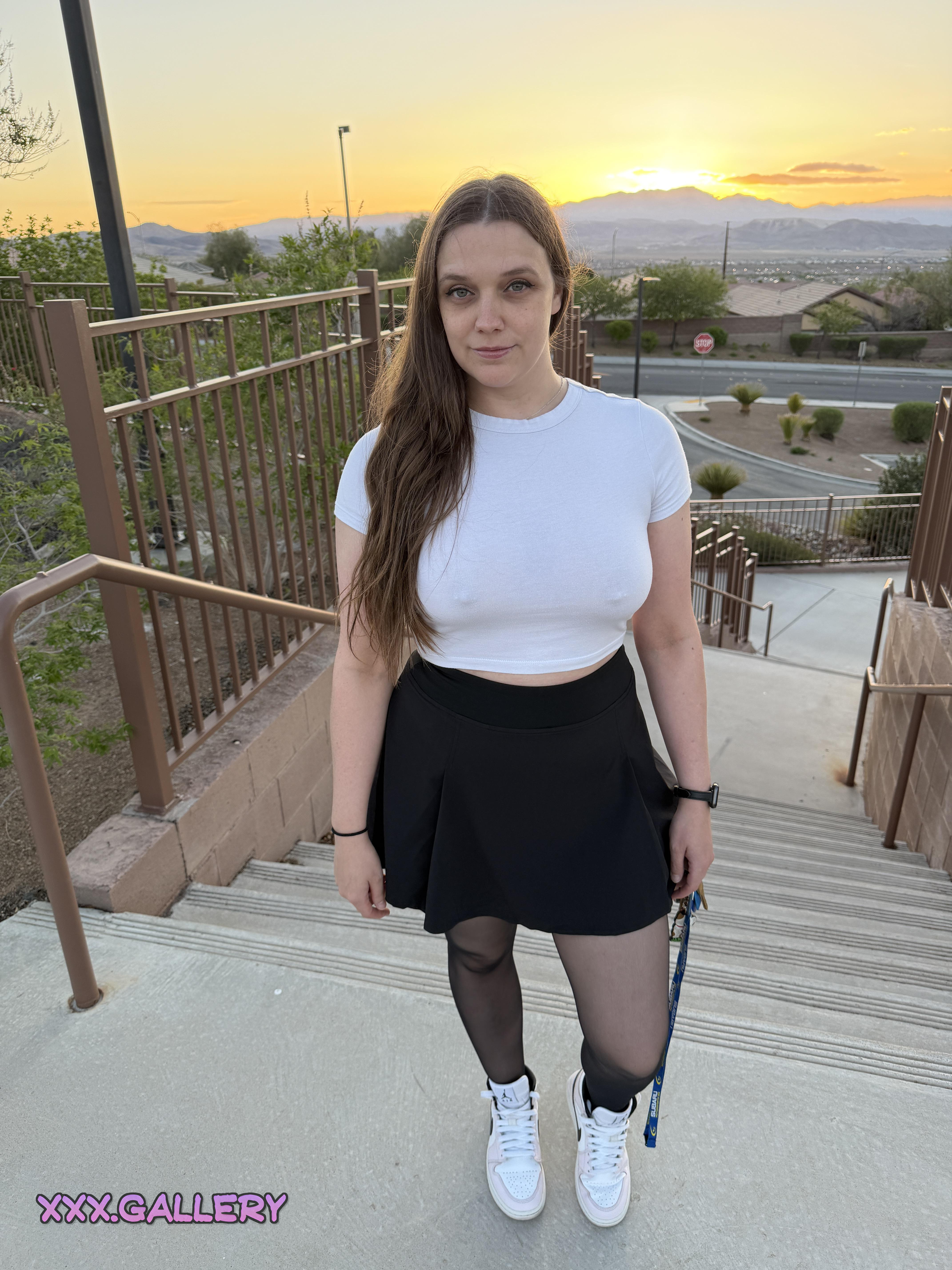 Sunset Serenity: Braless in a White Shirt 🍑🔥