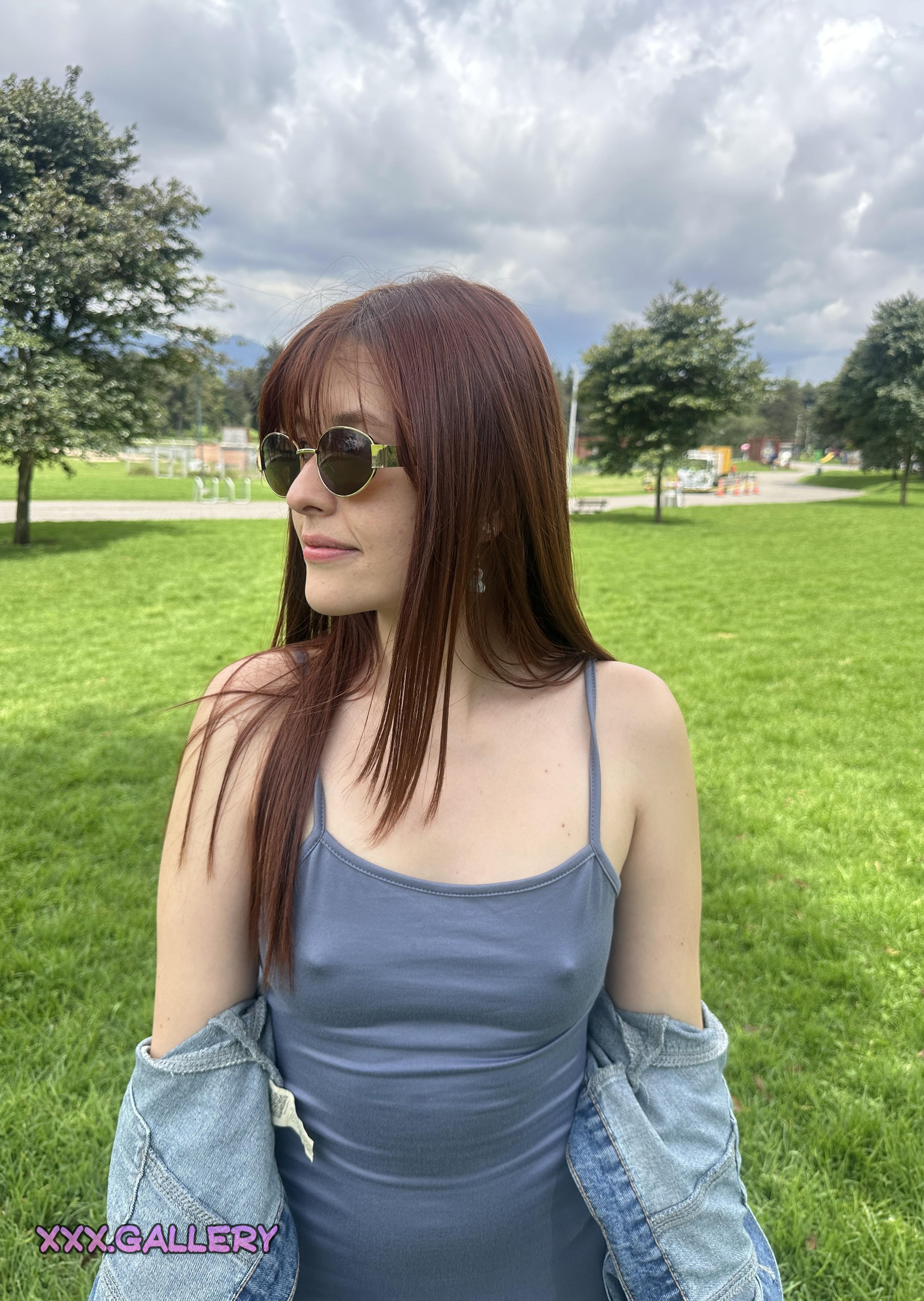 Braless Breeze: A Park Escape Without Constraints 🍑🔥